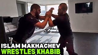 Islam Makhachev WRESTLES Khabib Nurmagomedov 2024 VIDEO [upl. by Manuel]