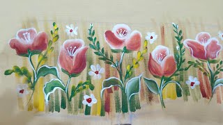 beautiful hand painting design fabricart easytutorialfabricpaint [upl. by Janel]