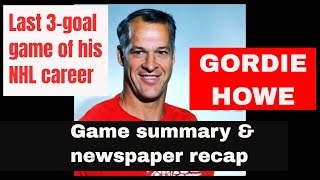 GORDIE HOWE last career hattrick 196970 NHL season Detroit vs Pittsburgh summary amp news clipping [upl. by Gunnar]