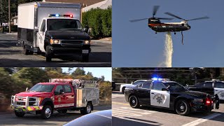 Rare Units Fire Units Police and Copters Responding to Large Fire in Oakland Hills [upl. by Anig]