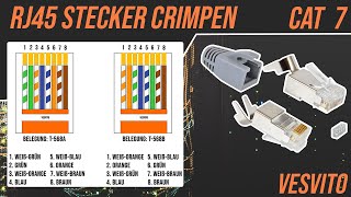 RJ45 Stecker CAT 6A  CAT 7 mit Belegung crimpen Netzwerkkabel Belegung selber machen VESVITO [upl. by Ceciley551]