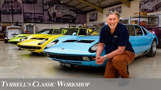 Lamborghini Miura to the Power of Three  Miura P400 P400S and SV  Tyrrells Classic Workshop [upl. by Valdes]