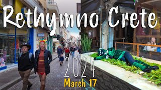 Rethymno Crete walking tour 4k Carnival Greece 2024 [upl. by Netsirt]