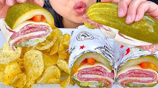 ASMR PICKLEWICH amp PICKLE CHIPS FROM JIMMY JOHNS  EATING SOUNDS  MUKBANG  ASMR Phan [upl. by Alletniuq577]