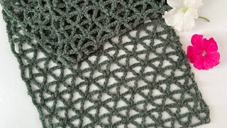 Beginner Level Easy Crochet Lacy Scarf Lace Scarf for Beginners [upl. by Persse]