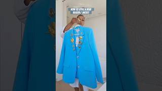 How to style a blue blazer jacket explore explorepage shorts blue fashiontrends [upl. by Vtehsta]