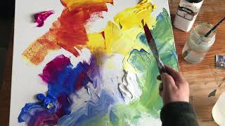 Rainy day Kyra Weir adding colour to a canvas new artwork started Art asmr [upl. by Auqenehs]