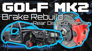 MK2 VW Full Brake Rebuild Rear Disc Conversion Walkthrough and Proportioning Valve Explained [upl. by Neelear417]