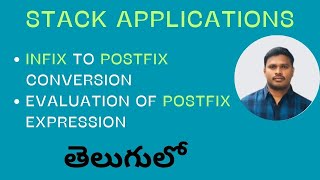 Infix to Postfix Conversion using Stack  Evaluation of Postfix Expression  Stacks in Telugu [upl. by Abita]