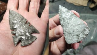 1976  Part 22  Silver Sheen Obsidian flintknapping [upl. by Hort]