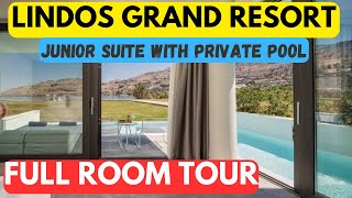 FULL ROOM TOUR LINDOS GRAND RESORT HOTEL AND SPA  DELUXE JUNIOR SUITE PRIVATE POOL AND SEA VIEW [upl. by Eisnyl58]