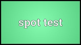 Spot test Meaning [upl. by Brandyn]