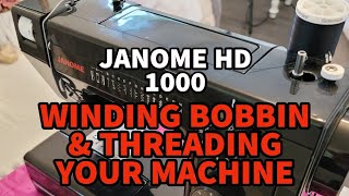 How to the Wind Bobbin and Thread a Janome Sewing Machine [upl. by Nonnahc]