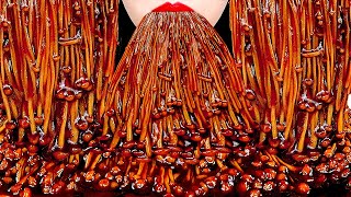 ASMR SPICY BLACK BEAN ENOKI MUSHROOMS 짜장불닭 팽이버섯 먹방 咀嚼音 えのき EATING SOUNDS MUKBANG ZOEY ASMR モッパン [upl. by Kcirdorb]