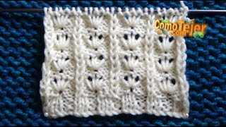 Cómo Tejer Florecitas en 2 agujas palitos tricot knitting 1317 [upl. by Annatnas321]