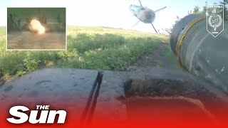 First person footage of a Ukrainian soldier hitting a Russian target with an FGM148 Javelin [upl. by Leanahtan]