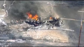 Tanker Rolls Over Bursts Into Flames in Nashville Tennessee [upl. by Fax]