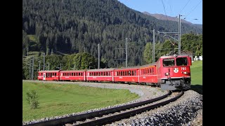 Rhätische Bahn Engadin Star mit Ge 66 II zwischen Landquart Klosters Vereina und St Moritz 2021 [upl. by Desirea]