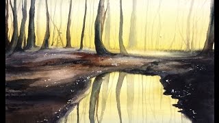 Watercolor Mystical Forest Painting Demonstration [upl. by Ingeborg]