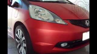 Honda fit envelopado com fibra perolizado preto e vermelho TEMOS TODAS CORES [upl. by Lihas260]