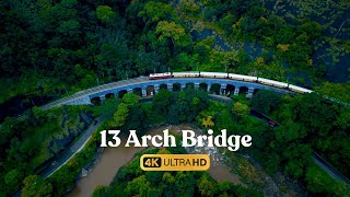 13 Arch Bridge Thenmala Tenkasi train route  4k 60  train thenmala kollam kerala tenkasi [upl. by Ardolino]