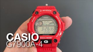 Casio GShock G7900A4 Red Lifeguard Rescue Hawaii Moon Tide Surfing Watch Review [upl. by Freemon]