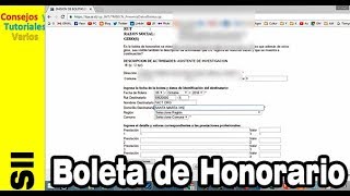 Cómo emitir boleta a honorario electrónica en la página de SII [upl. by Adehsar]