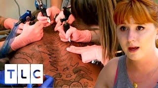 Tensions Run High During Huge Group Tattoo  Tattoo Girls [upl. by Alinoel878]