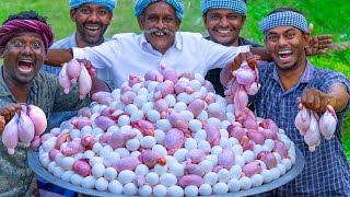 GOAT BALLS with EGGS  Traditional Goat Balls Recipe Cooking and Eating in Village  Lamb Testicles [upl. by Yanetruoc]