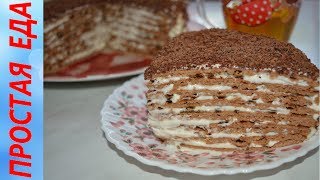 Шоколадный торт со сливками на сковородеChocolate cake with cream in a frying pan [upl. by Sisile158]