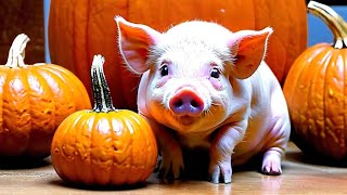 Give the piggies delicious pumpkins in the fall to fatten them all up🐽🐷🎃pigeon pumpkin animals [upl. by Vacuva479]