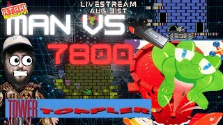 Tower Toppler Atari 7800 Live Gameplay  Man vs 7800 [upl. by Notelrahc]