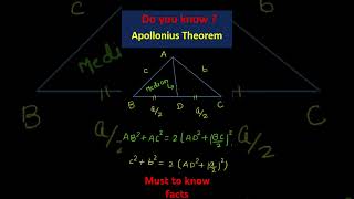 Apollonius theorem jee iit maths education viralshort viralshortsvideo mathstricks india [upl. by Ariaet]