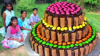 KITKAT CHOCOLATE CAKE  Homemade Cake  Village Fun Cooking [upl. by Ocimad]