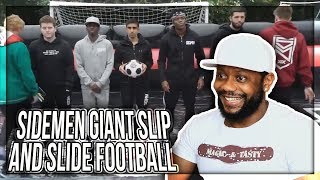 SIDEMEN GIANT SLIP AND SLIDE FOOTBALL REACTION [upl. by Eenhpad98]