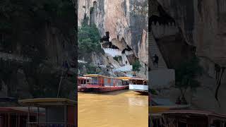 Arrival at Pak Ou Buddha Caves on the Mekong River Upriver from Luang Prabang [upl. by Banna]