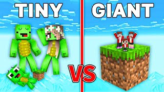 Mikey Family TINY vs JJ Family GIANT One Block Battle in Minecraft  Maizen JJ and Mikey [upl. by Sirraj954]