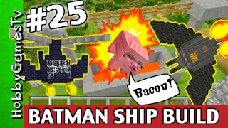 Minecraft BATMAN SPACESHIP Bat Copter HobbyKids Build Turn HobbyPig Into BACON HobbyGamesTV [upl. by Nunci]