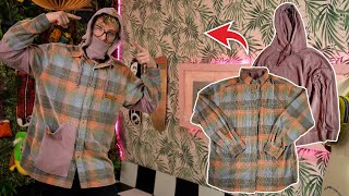 Transform a ButtonUp Shirt and Hoodie into an Epic Upcycled Outfit  DIY Sewing Tutorial [upl. by Krakow]