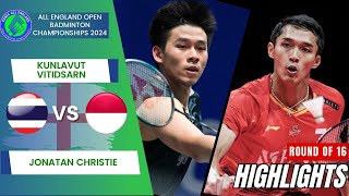 Kunlavut Vitidsarn THA vs Jonatan Christie INA  R16  All England Open 2024 [upl. by Kassey276]