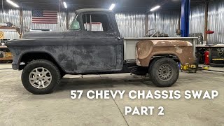 57 Chevy truck on Tahoe chassis swap part 2 Crazylegs Creations [upl. by Esilec]