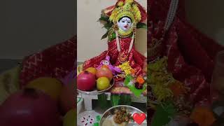 Mahalaxmi devi simple puja vidhi dekoret mukhota art sopi mandni jay Mahalaxmi devi [upl. by Stamata]