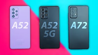 Samsung Galaxy A52 vs A52s 5G vs A72  Vergleich amp KAUFBERATUNG ✅ Deutsch [upl. by Phillane598]