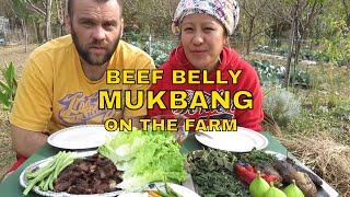 Beef Belly with Vegetables Mukbang on a Farm [upl. by Adabel]