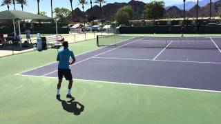 Grigor Dimitrov amp James Ward  Indian Wells Practice 31415 Court Level [upl. by Ranilopa253]