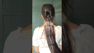 Bow Ponytail Hairstyle bowhairstyle hairstyletutorial longhairhairstyle hairbowtutorial shorts [upl. by Atthia]