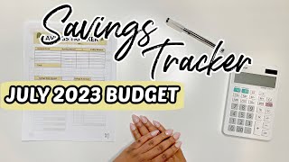 JULY SAVINGS TRACKER  SAVINGS CHALLENGE  PROGRESS TRACKER  JULY 2023 BUDGET  MONETS MONEY [upl. by Yarg646]