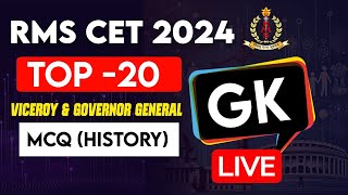 RMS GKRMS Top 20 Viceroy amp Governor General MCQHistoryRMS CET 2024 GK QuestionsRMS CET 2024 [upl. by Lidda]