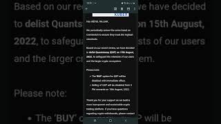 QUANTSTAMPQSP DELISTING ON COINSWITCH KUBER BAD NEWS FOR CRYPTO BUYERSSELL OR HOLD [upl. by Ecirtel169]