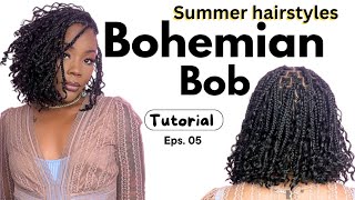 SHORT BOB KNOTLESS BOHO BRAIDS 52 braids  PERFECT SUMMER BRAIDS FT YWIGS [upl. by Otsugua]